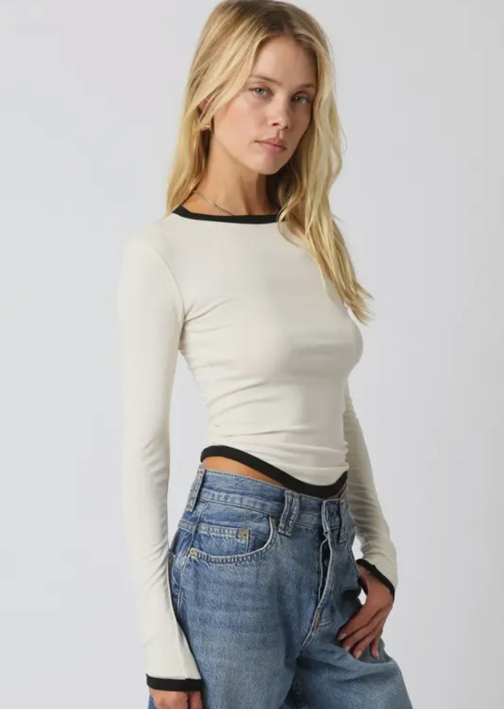 Long Sleeve Top White and Black