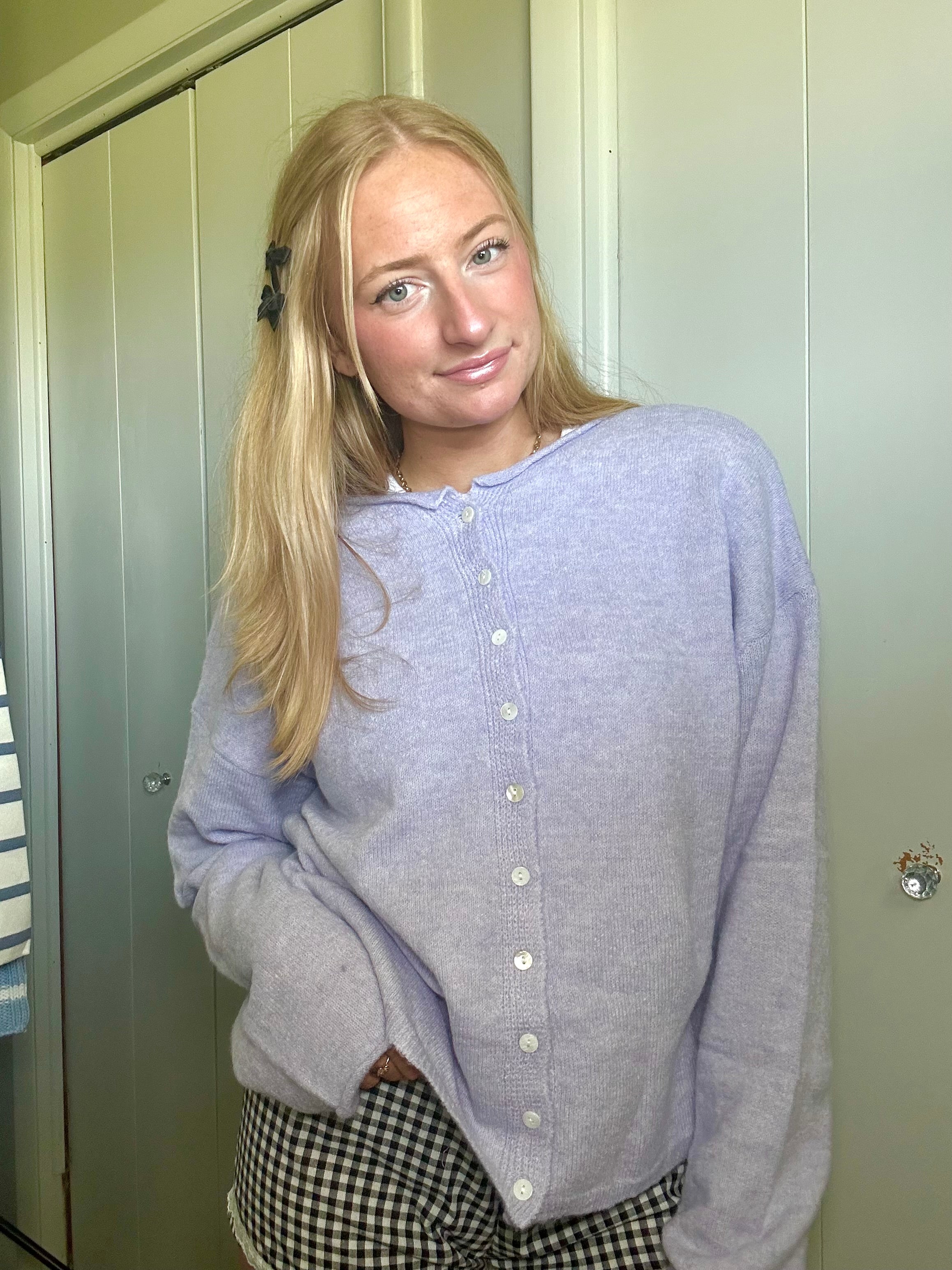 Let's Cuddle Cardigan Top Lavender