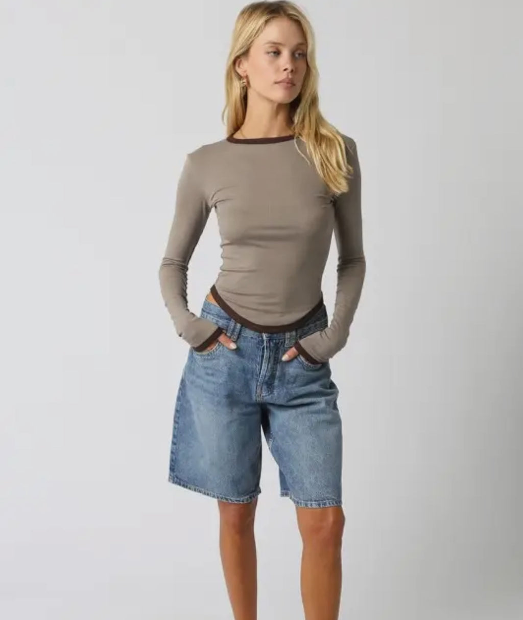 Long sleeve top Olive Dark Brown