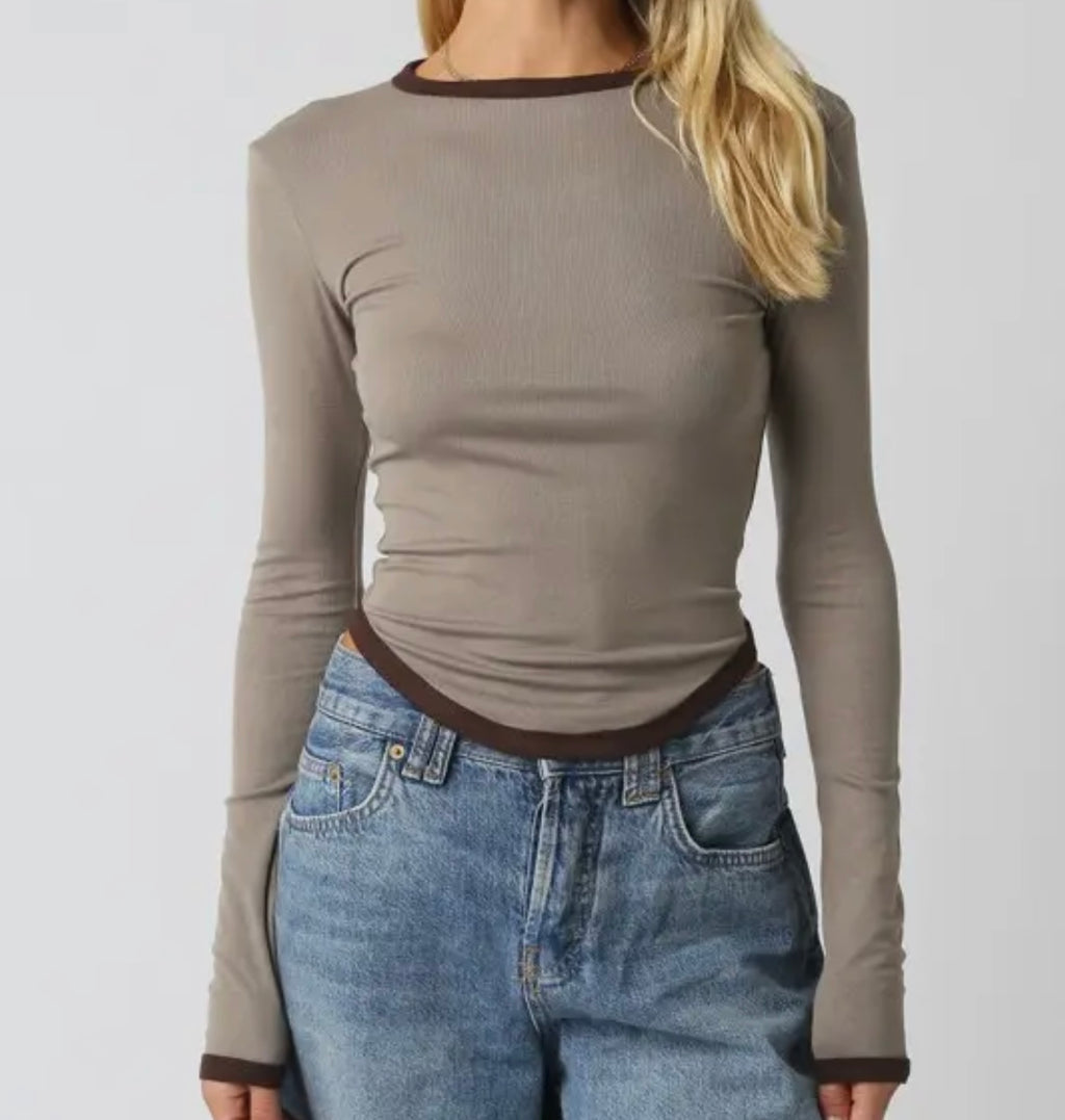 Long sleeve top Olive Dark Brown