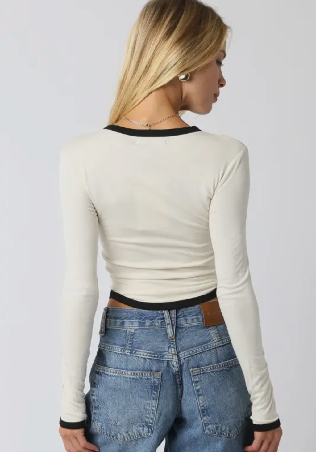 Long Sleeve Top White and Black