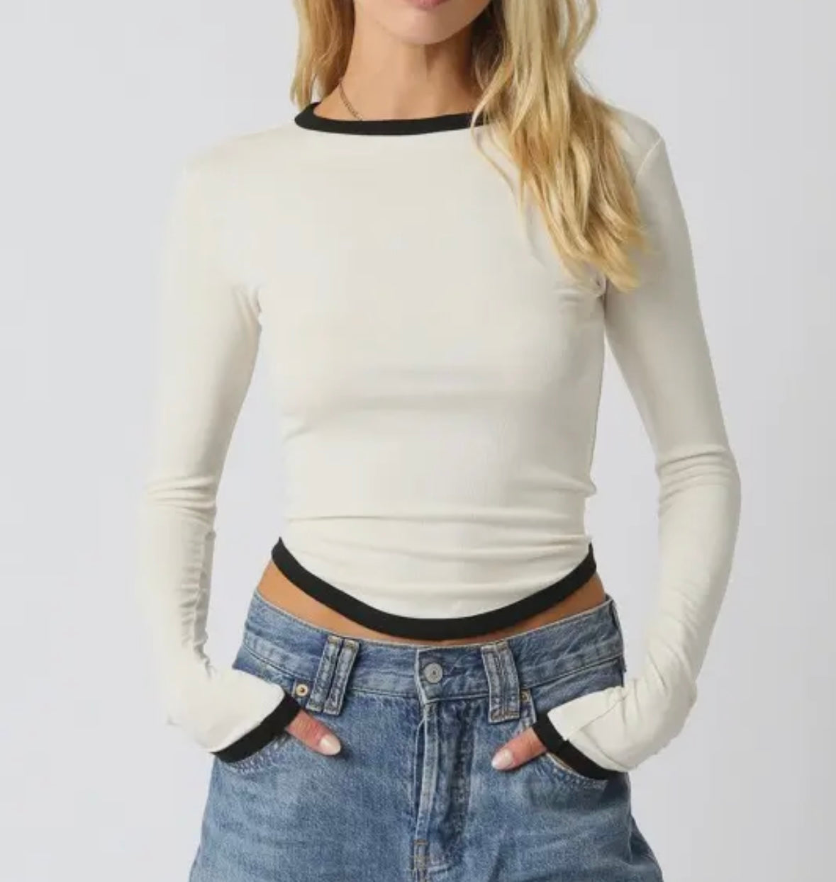 Long Sleeve Top White and Black