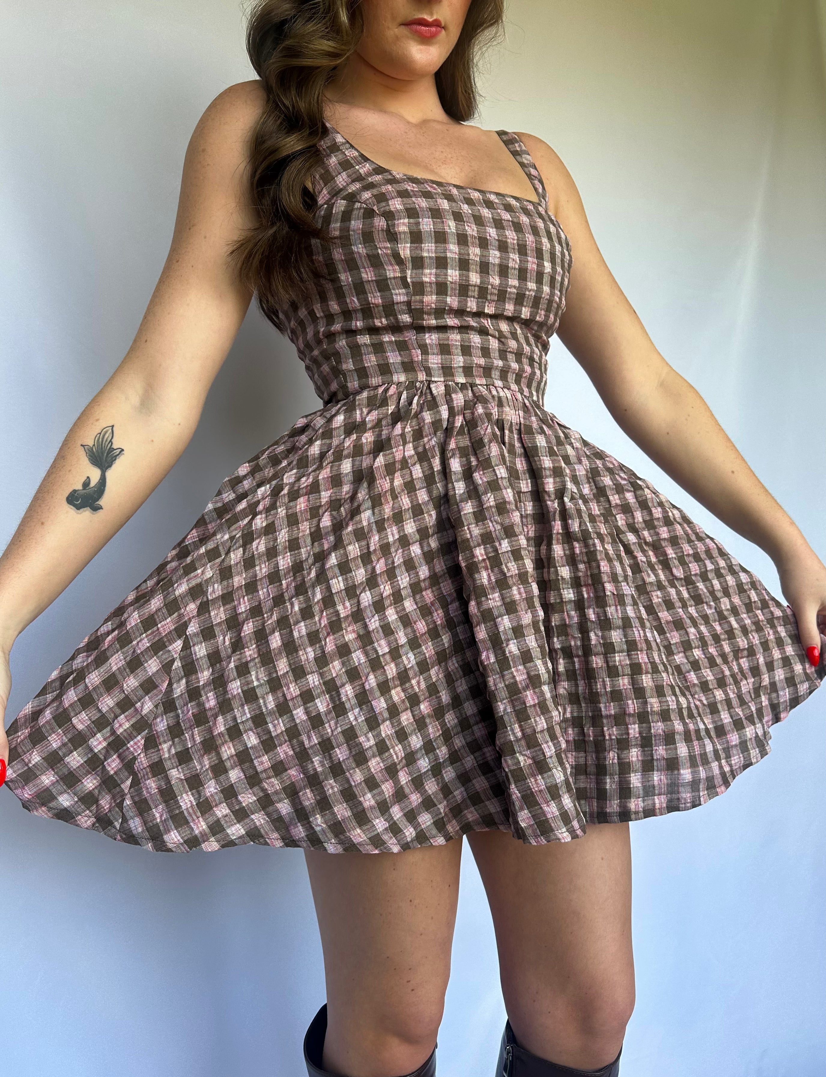 Romance Me Checkered Dress