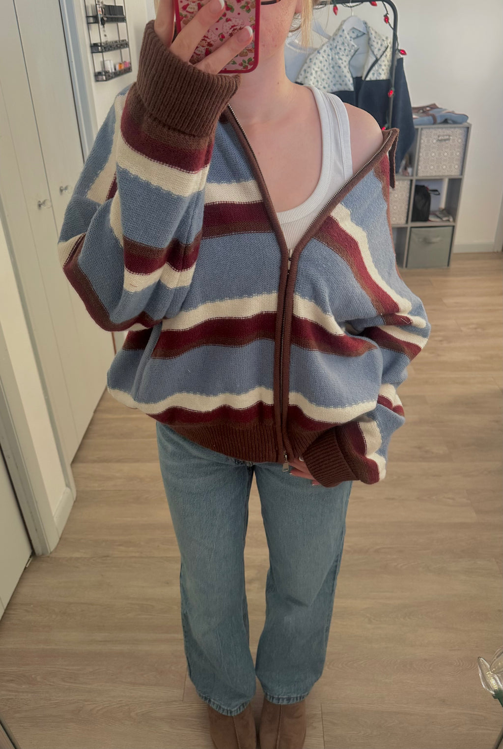 Zipper Front Collared Sweater Zip Up