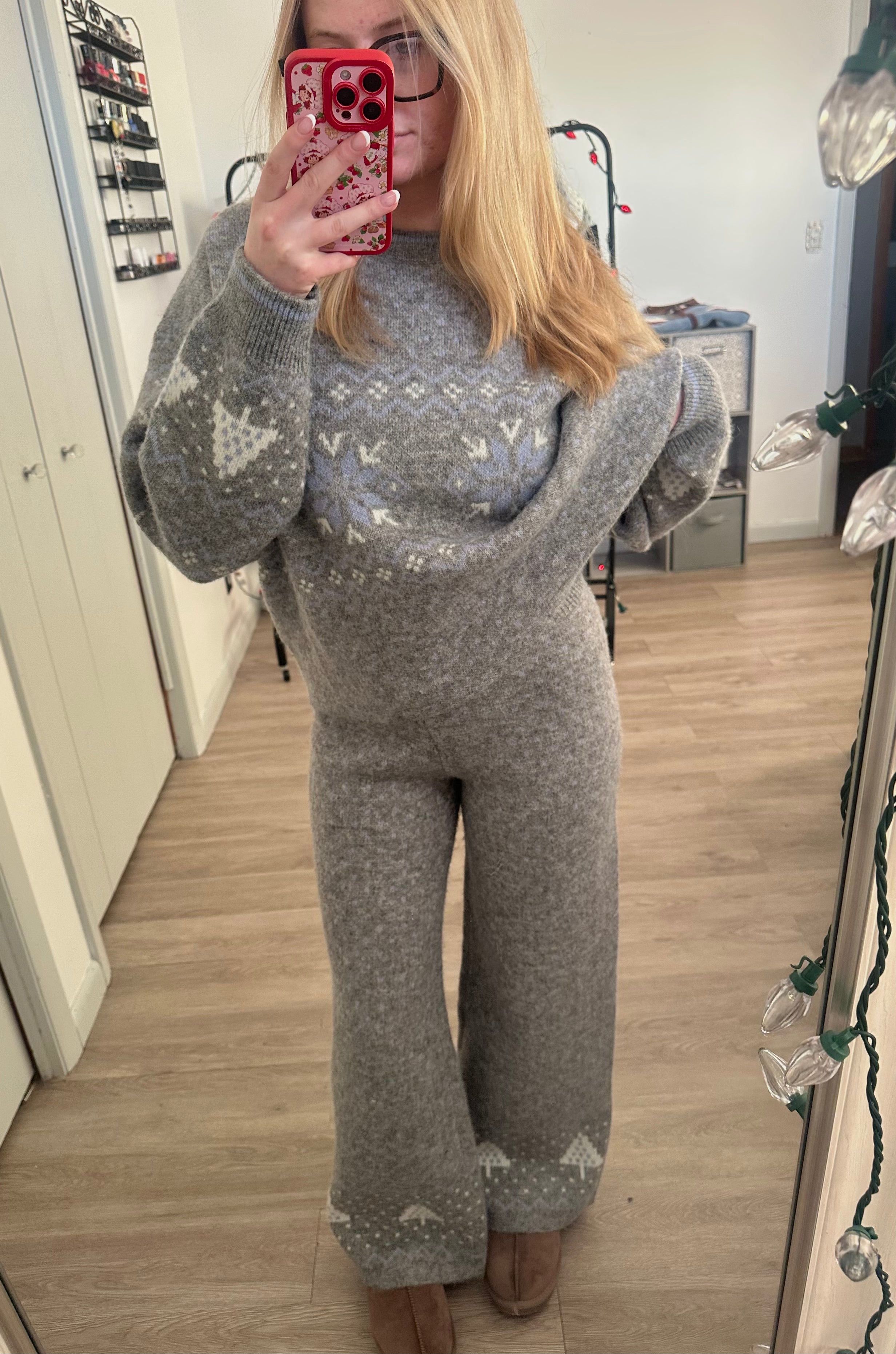 Christmas Tree Knit Sweater Pants